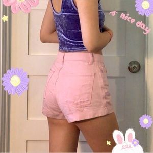 american apparel light pink denim shorts